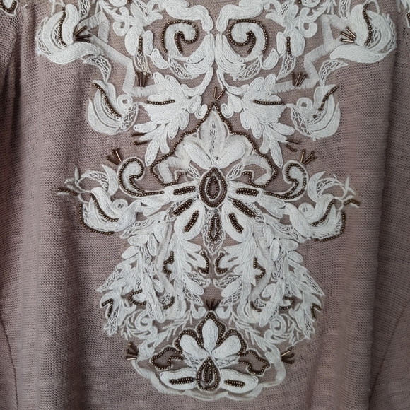 Meadow Rue Tan Sweater with Beading and Embroidery - Picture 5 of 5